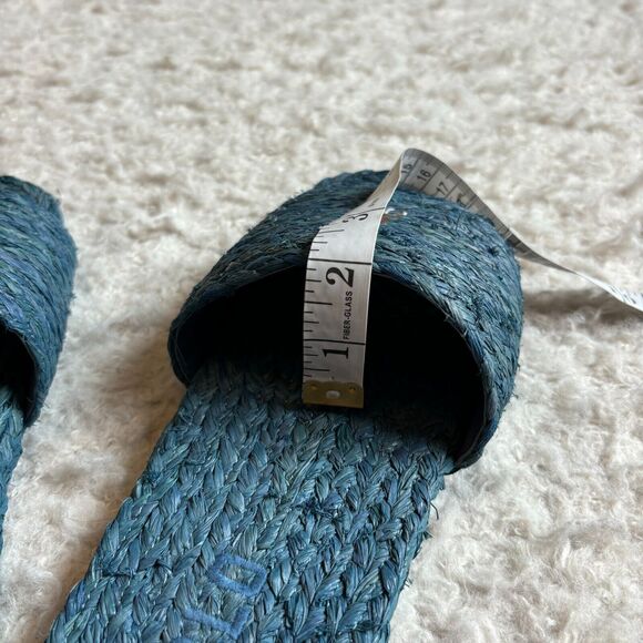 Polo Ralph Lauren Womens US 11 EU 43 Raffia Sandal Sheep Leather Blue Boho Beach - Picture 14 of 14